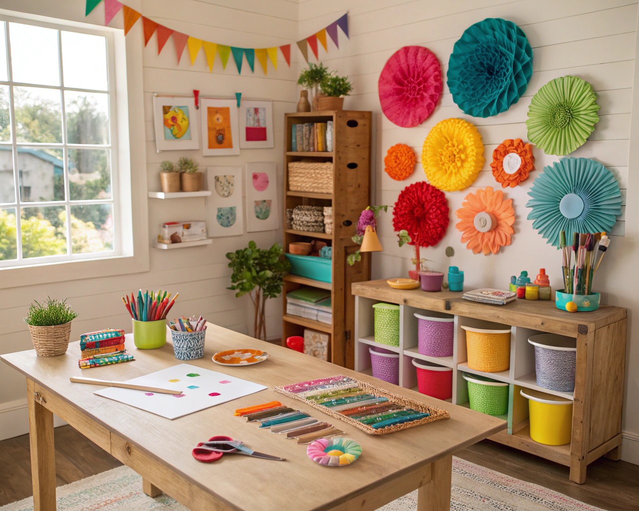 A room filled with DIY crafts and creative projects, offering alternative decorating activities for the home.