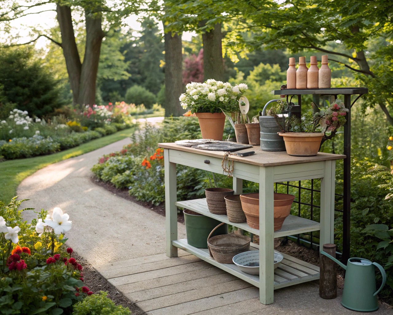 An inviting space for morning gardening as part of a daily ritual practice.