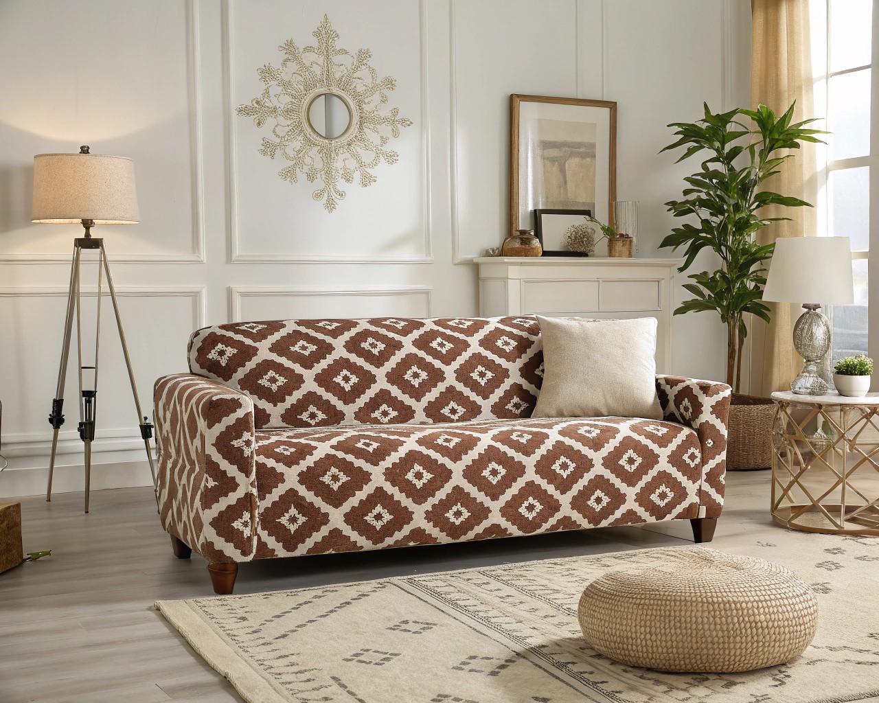 Large-scale patterns serve as focal points, grounding the room's design.