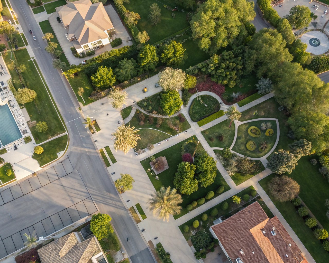Using soft boundaries to define zones for different outdoor activities in a residential setting.